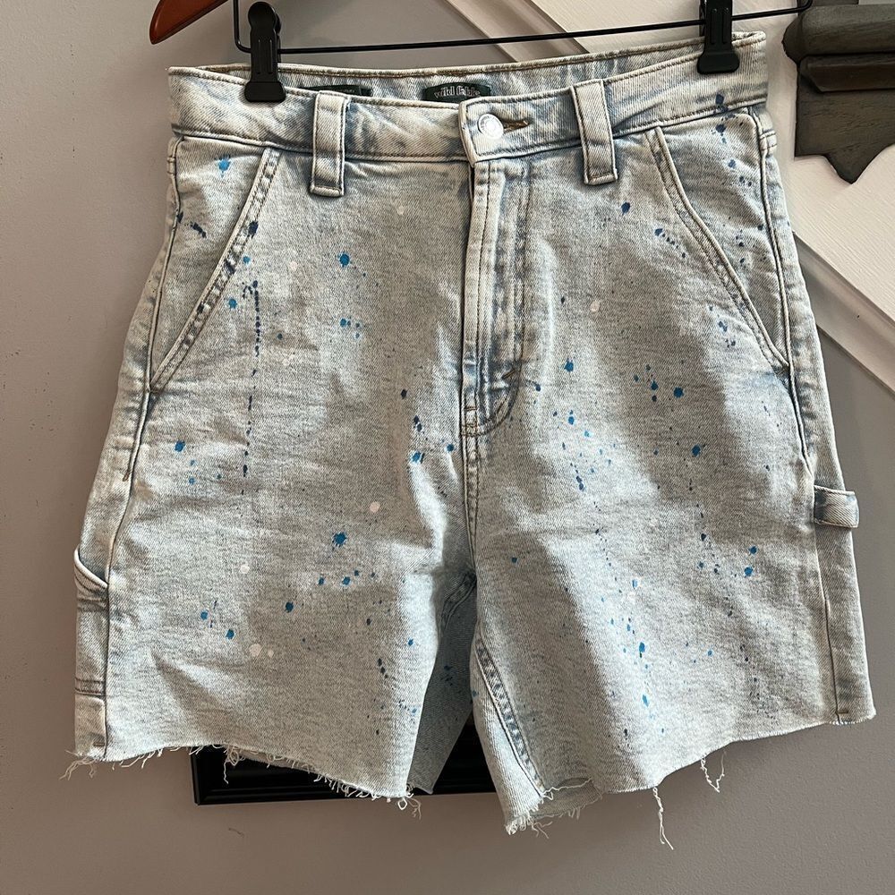 Wild Fable Highest Rise Utility Paint Splash Carpenter Denim Shorts sz 6 EUC